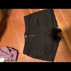 KanCan black distressed shorts